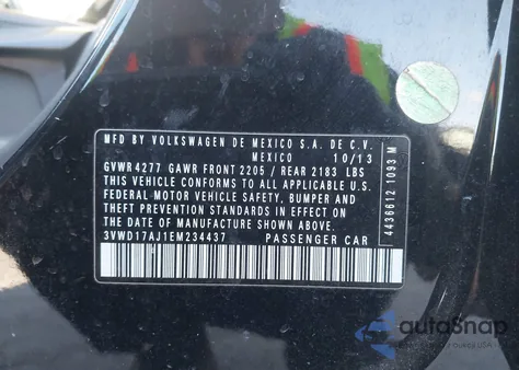 2014 Volkswagen Jetta 1.8T Se from USA, damaged, VIN 3VWD17AJ1EM234437